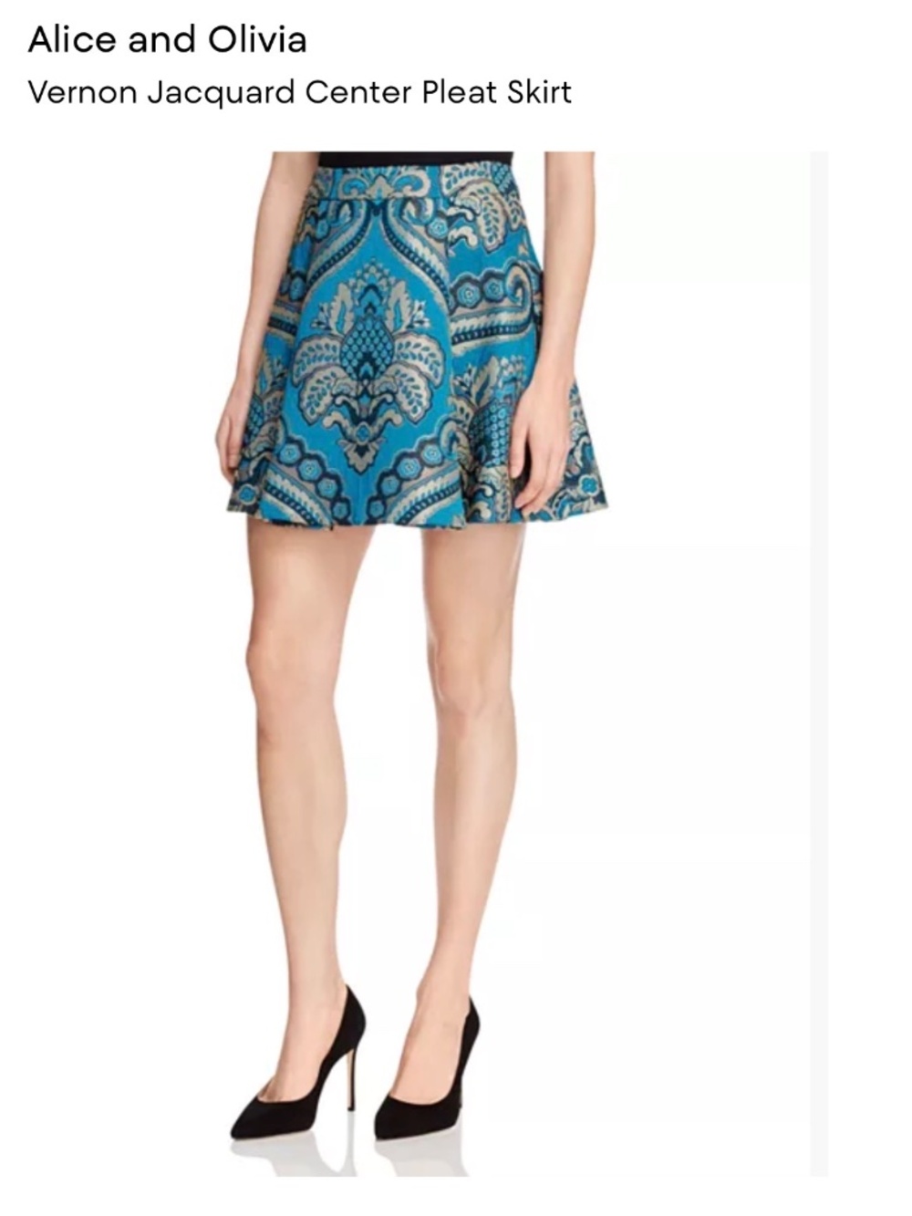 Alice + Olivia Vernon Jacquard Center Pleat Skirt NWT